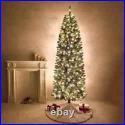 7.5FT Artificial Christmas Tree Slim Blue Spruce Prelit Lights Decor Holiday