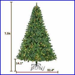7.5FT Artificial Fir Christmas Tree Decor with1250 Lush Branch Tips 350 LED Lights