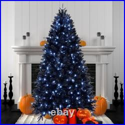 7.5FT Black Prelit Halloween Artificial Christmas Tree 2156 Branch Tip 500 Light