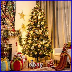 7.5FT Pre-Lit Artificial Christmas Tree 1242 Tips with100 Ornaments and 250 Lights
