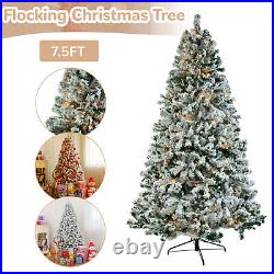 7.5FT Pre-Lit Artificial Christmas Tree Pine Tree Holiday Decor with LED Lights