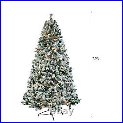 7.5FT Pre-Lit Artificial Christmas Tree Pine Tree Holiday Decor with LED Lights
