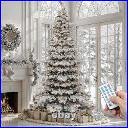 7.5FT Pre-Lit Flocked Mountain Pine Christmas Tree with Remote & 550 Lights