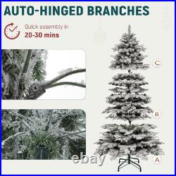 7.5FT Pre-Lit Flocked Mountain Pine Christmas Tree with Remote & 550 Lights