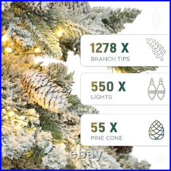 7.5FT Pre-Lit Flocked Mountain Pine Christmas Tree with Remote & 550 Lights