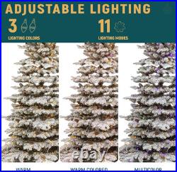 7.5FT Pre-Lit Flocked Mountain Pine Christmas Tree with Remote & 550 Lights