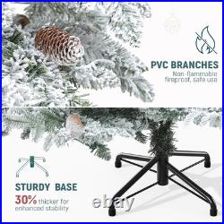 7.5FT Pre-Lit Flocked Mountain Pine Christmas Tree with Remote & 550 Lights