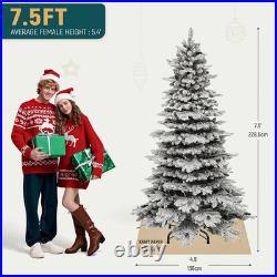 7.5FT Pre-Lit Flocked Mountain Pine Christmas Tree with Remote & 550 Lights