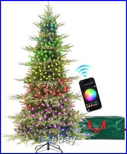 7.5FT Pre-Lit Pencil Aspen Christmas Tree, 400 RGBW LED Lights, 1,639 Branch Tip