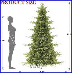 7.5FT Pre-Lit Pencil Aspen Christmas Tree, 400 RGBW LED Lights, 1,639 Branch Tip