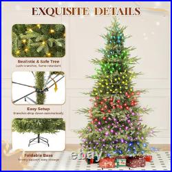 7.5FT Pre-Lit Pencil Aspen Christmas Tree, 400 RGBW LED Lights, 1,639 Branch Tip