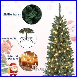 7.5FT Pre-Lit Slim Artificial Christmas Tree, 350 LED Lights & 975 Tips