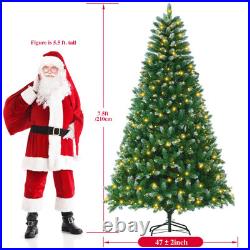 7.5FT Pre-lit Artificial Christmas Tree, Flocked Christmas Tree with 380 LED 7.5FT Pre-lit Artificial Christmas Tree, Flocked Christmas Tree with 380 LED