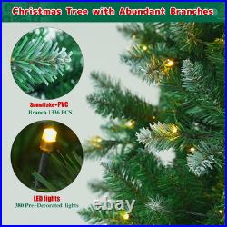 7.5FT Pre-lit Artificial Christmas Tree, Flocked Christmas Tree with 380 LED 7.5FT Pre-lit Artificial Christmas Tree, Flocked Christmas Tree with 380 LED