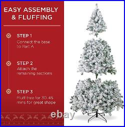 7.5FT Pre lit Artificial Christmas Tree Xmas Snow Flocked with 500 LED Light Decor