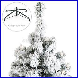 7.5FT Pre-lit Fiber Optic Snow Flocked Artificial Christmas Tree with550LED Light