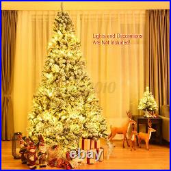 7.5FT Pre-lit Fiber Optic Snow Flocked Artificial Christmas Tree with550LED Light
