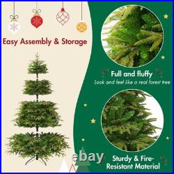 7.5FT Premium Life-Like Full Flocked Christmas Tree with Sturdy Metal Stand
