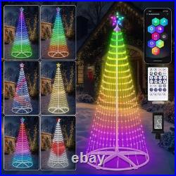 7.5FT Smart LED Christmas Cone Tree Lights, Lighted Outdoor Christmas Tree with