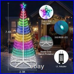 7.5FT Smart LED Christmas Cone Tree Lights, Lighted Outdoor Christmas Tree with