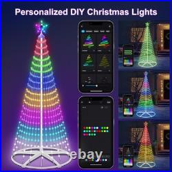 7.5FT Smart LED Christmas Cone Tree Lights, Lighted Outdoor Christmas Tree with