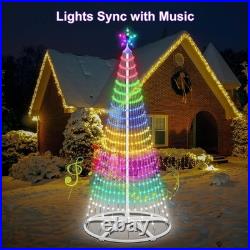 7.5FT Smart LED Christmas Cone Tree Lights, Lighted Outdoor Christmas Tree with