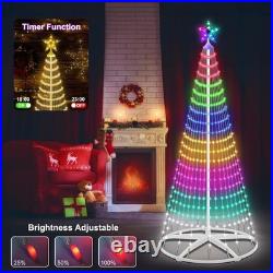 7.5FT Smart LED Christmas Cone Tree Lights, Lighted Outdoor Christmas Tree with