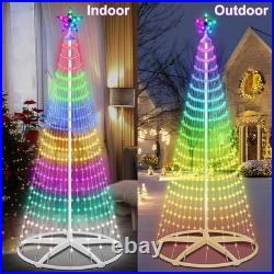 7.5FT Smart LED Christmas Cone Tree Lights, Lighted Outdoor Christmas Tree with