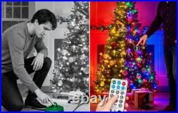 7.5FT Snow Flocked Pre-Lit Full Artificial Christmas Tree with Remote Control