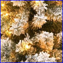 7.5FT Snow Flocked Pre-Lit Full Artificial Christmas Tree with Remote Control