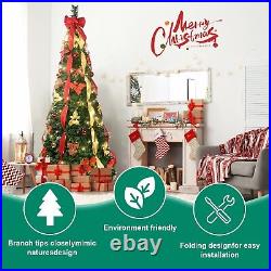 7.5FT folding Christmas tree, easy to install, with decorative lights, party 7.5FT folding Christmas tree, easy to install, with decorative lights, party