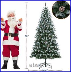 7.5Ft Artificial Prelit Snow Christmas Tree with 450 Lights and 1050 Branch Tips