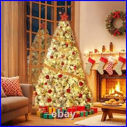 7.5Ft Artificial Prelit Snow Christmas Tree with 450 Lights and 1050 Branch Tips