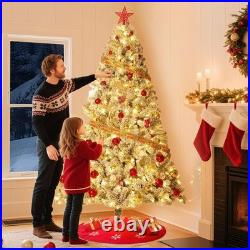 7.5Ft Artificial Prelit Snow Christmas Tree with 450 Lights and 1050 Branch Tips