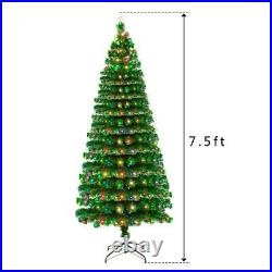 7.5Ft Christmas Tree Fiber Optic Pre-Lit Xmas Tree with LED Lights Christmas
