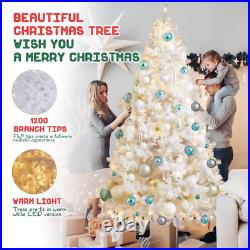 7.5Ft Pre-Lighted Artificial Christmas Tree 1200 Branch Tips, 200 LED Lights