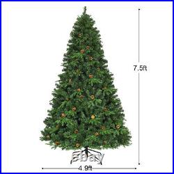7.5Ft Pre-Lit Artificial Christmas Tree Hinged with 540 LED Lights & Pine Cones 7.5Ft Pre-Lit Artificial Christmas Tree Hinged with 540 LED Lights & Pine Cones