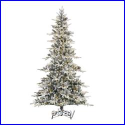 7.5Ft Pre-Lit Artificial Flocked Sierra Christmas Tree with Warm White Lights