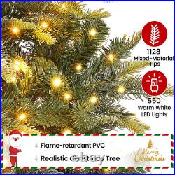 7.5Ft Pre-Lit Aspen Fir Christmas Tree with 550 LED Lights for Holiday Decor