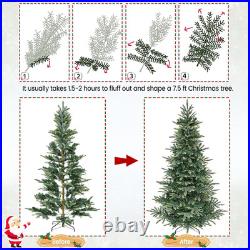 7.5Ft Pre-Lit Aspen Fir Christmas Tree with 550 LED Lights for Holiday Decor