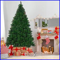 7.5Ft Pre-Lit Dense Christmas Tree Hinged with550 Multicolor Lights & Stand Green