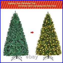 7.5Ft Pre-Lit Hinged PVC Artificial Christmas Tree with 400 LED Lights & Stand New