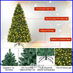 7.5Ft Pre-Lit Hinged PVC Artificial Christmas Tree with 400 LED Lights & Stand New