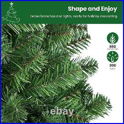7.5Ft Prelit Artificial Hinged Slim Pencil Christmas Tree with Warm W 7.5Ft Prelit Artificial Hinged Slim Pencil Christmas Tree with Warm W