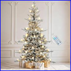 7.5Ft Prelit Flocked Aspen Fir Christmas Tree with Remote Control Lights