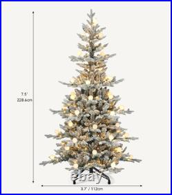 7.5Ft Prelit Flocked Aspen Fir Christmas Tree with Remote Control Lights