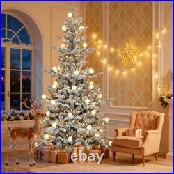 7.5Ft Prelit Flocked Aspen Fir Christmas Tree with Remote Control Lights