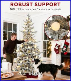 7.5Ft Prelit Flocked Aspen Fir Christmas Tree with Remote Control Lights