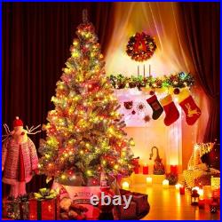 7.5Ft Premium Artificial Christmas Tree with 600 LED Multicolored String Lights