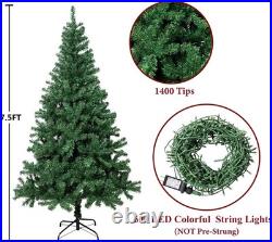 7.5Ft Premium Artificial Christmas Tree with 600 LED Multicolored String Lights